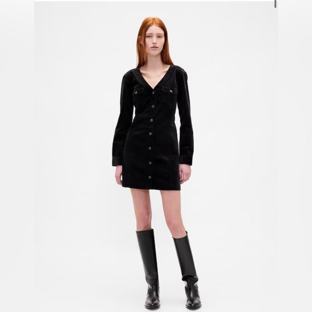 Gap Velvet V-Neck Pocket Mini Dress